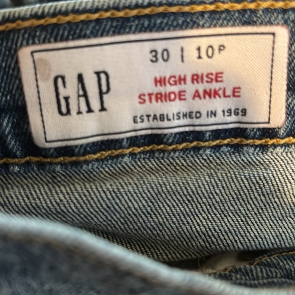 Gap High Rise Stride Wide-Leg Ankle Jeans Sz 30/10P Medium Indigo Wash Cotton - Picture 6 of 8